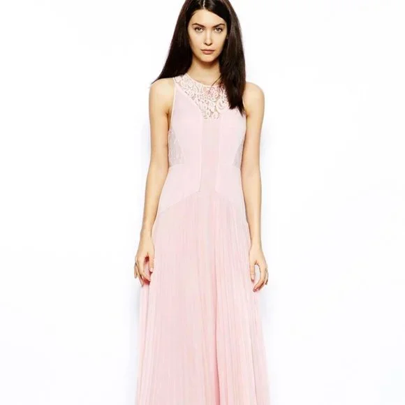 Whistles | Dresses | Whistles Light Pink Lace And Pleated Skirt Formal Maxi  Dress Bridesmaid Dress 2 | Poshmark
